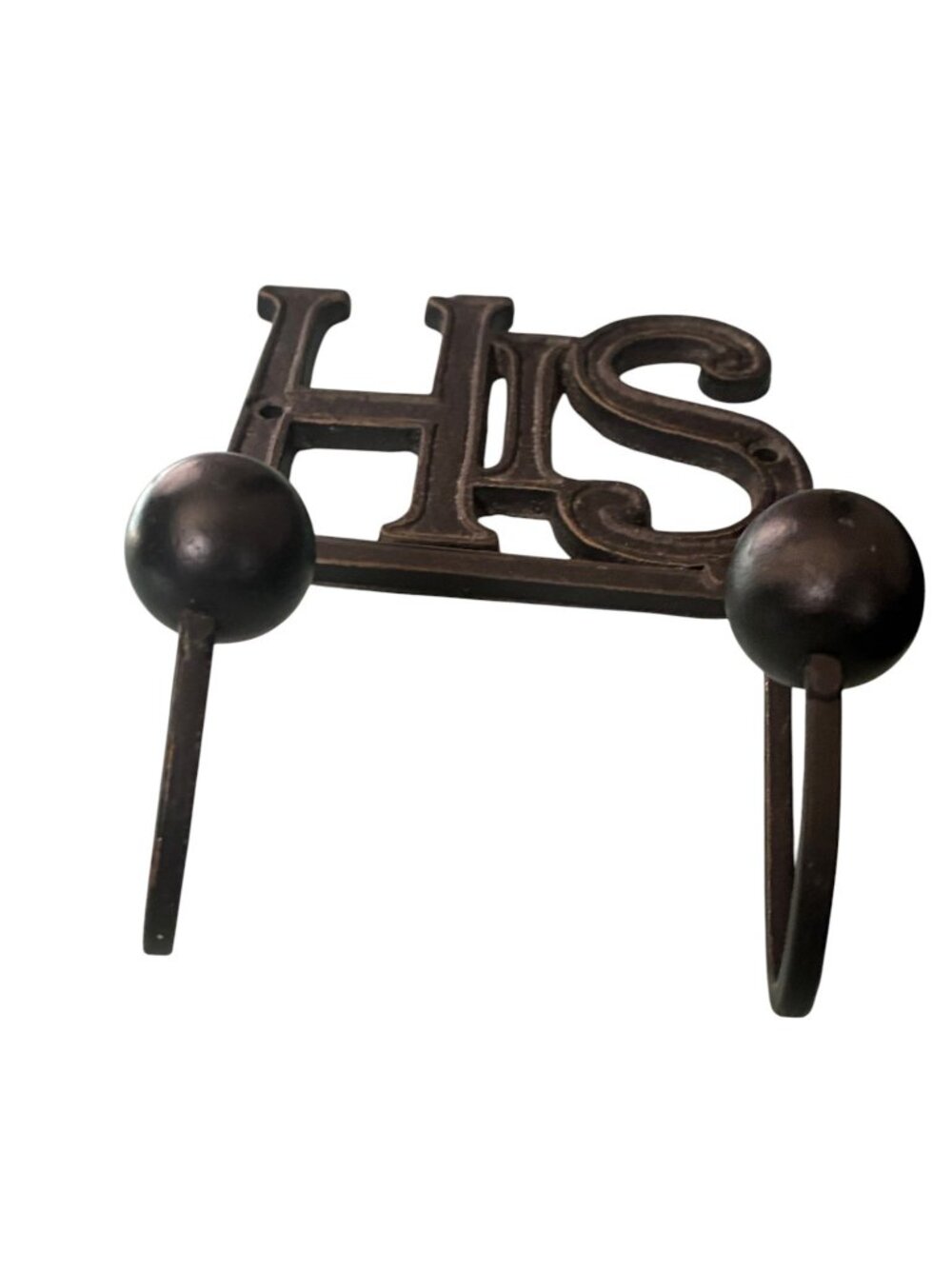 VINTAGE His & Hers Cast Iron Wall Hooks Black Double Hooks Bathroom Towel Rustic - Picture 8 of 13